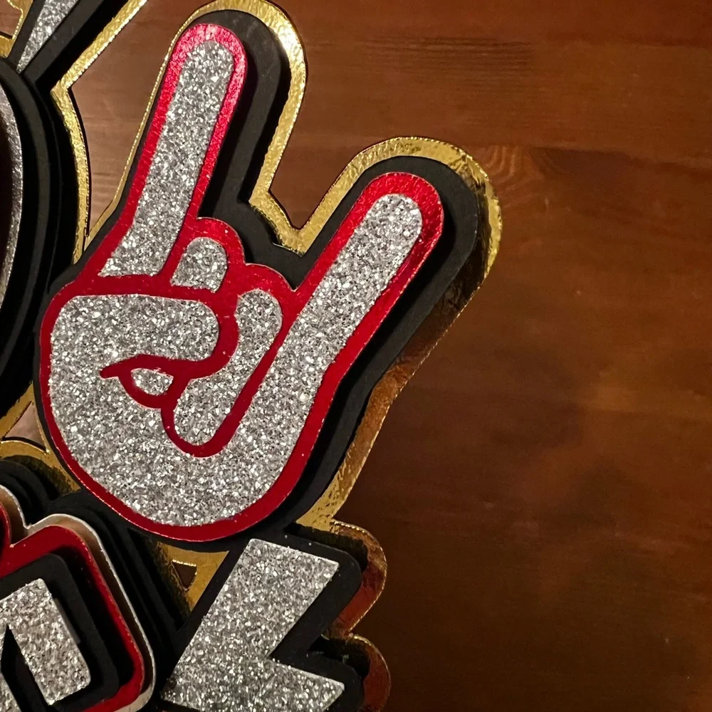 50 Rocks Guitar Birthday Cake Topper